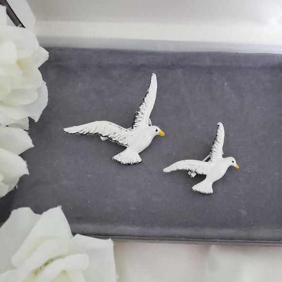 Unique And Rare Vintage Brooch Two Birds ~ Vintage Jewellery - Picture 4 of 12